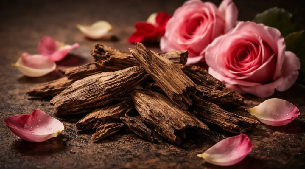 oud agarwood rosa de Taif ingredientes perfume árabe naturais