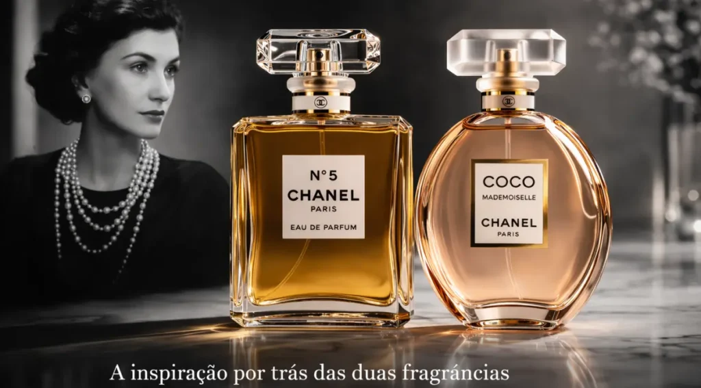 história Coco Chanel inspiração perfumes N5 Mademoiselle