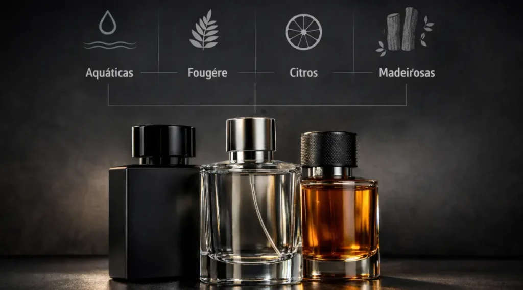 famílias olfativas perfume masculino trabalho escritório