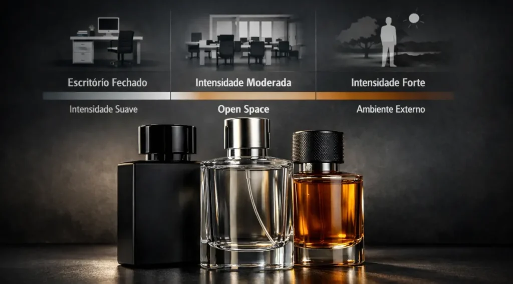 intensidade perfume masculino ambiente trabalho infográfico