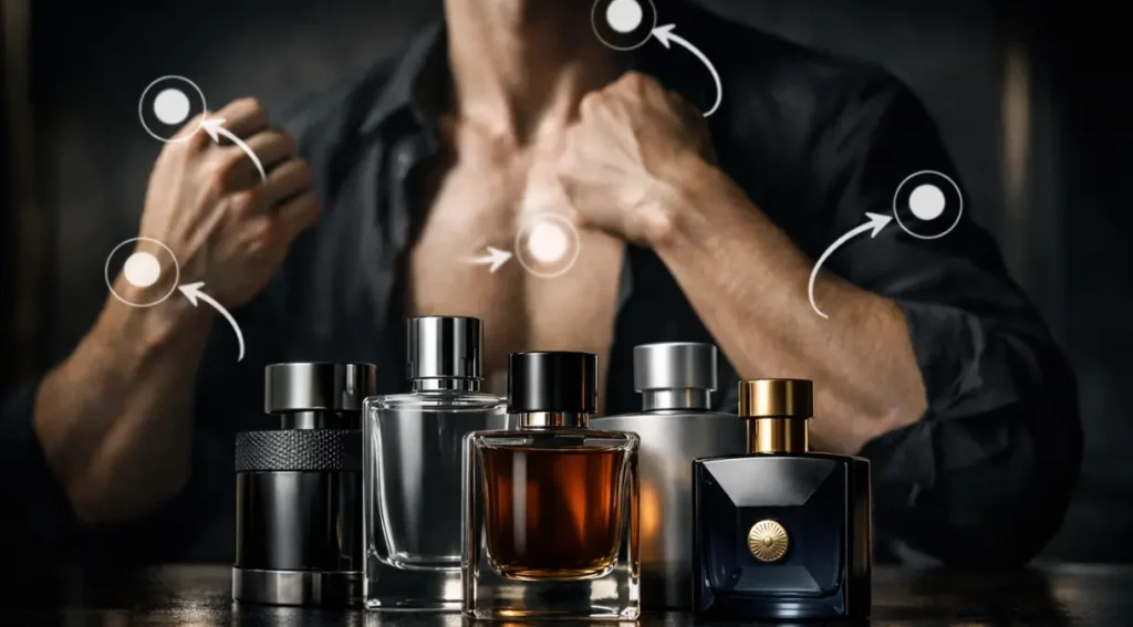 pontos de aplicação de perfume masculino no trabalho escritório