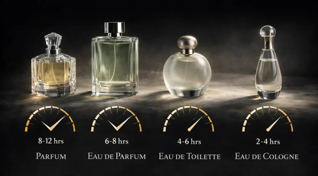 concentração perfume eau de toilette eau de parfum diferença durabilidade
