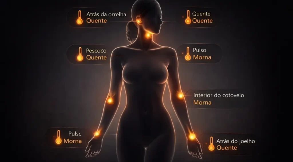 pontos de pulso corpo aplicação perfume infográfico