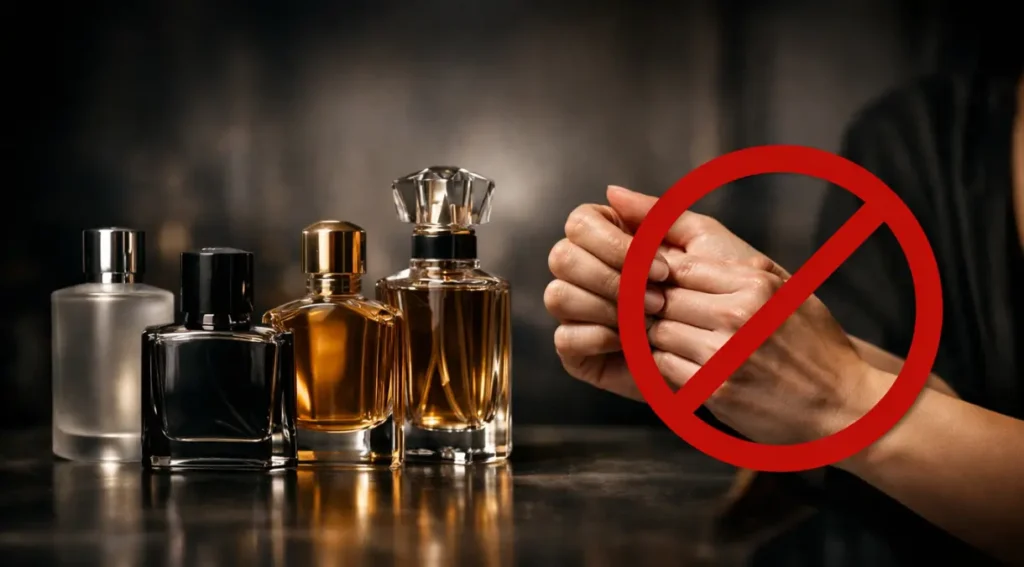 erro comum aplicar perfume esfregar pulsos