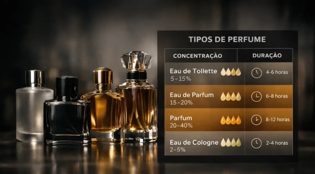concentração perfume EDP EDT diferença fixação
