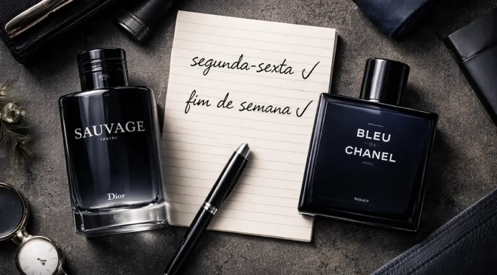Sauvage Dior e Bleu de Chanel coleção masculina comparativo uso diário