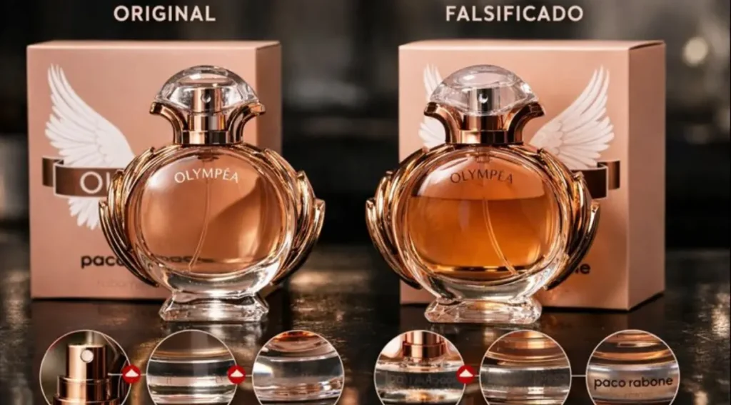 como identificar olympéa original falsificado embalagem detalhes