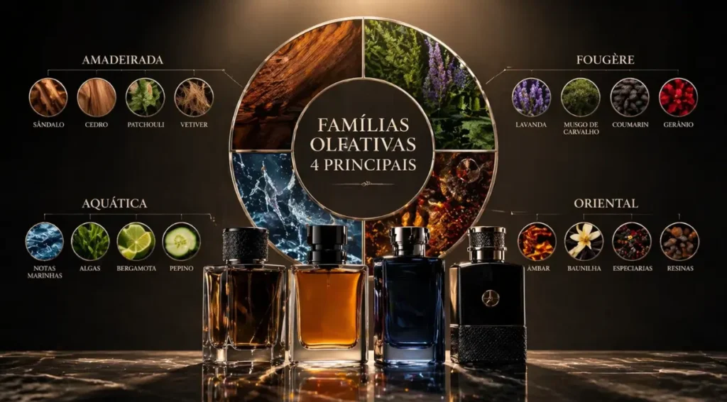 famílias olfativas masculinas roda olfativa guia perfume