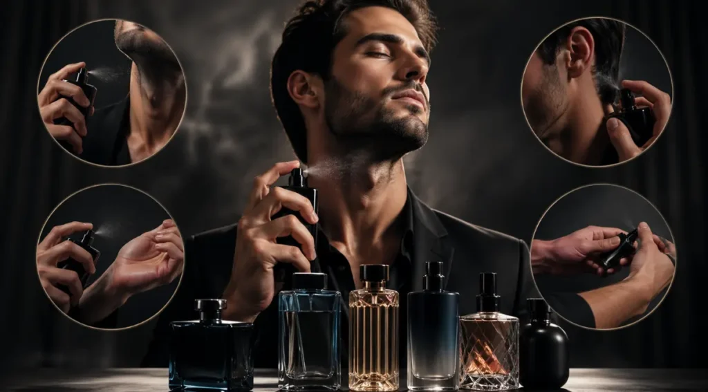 pontos aplicação perfume masculino pescoço pulsos atrás da orelha