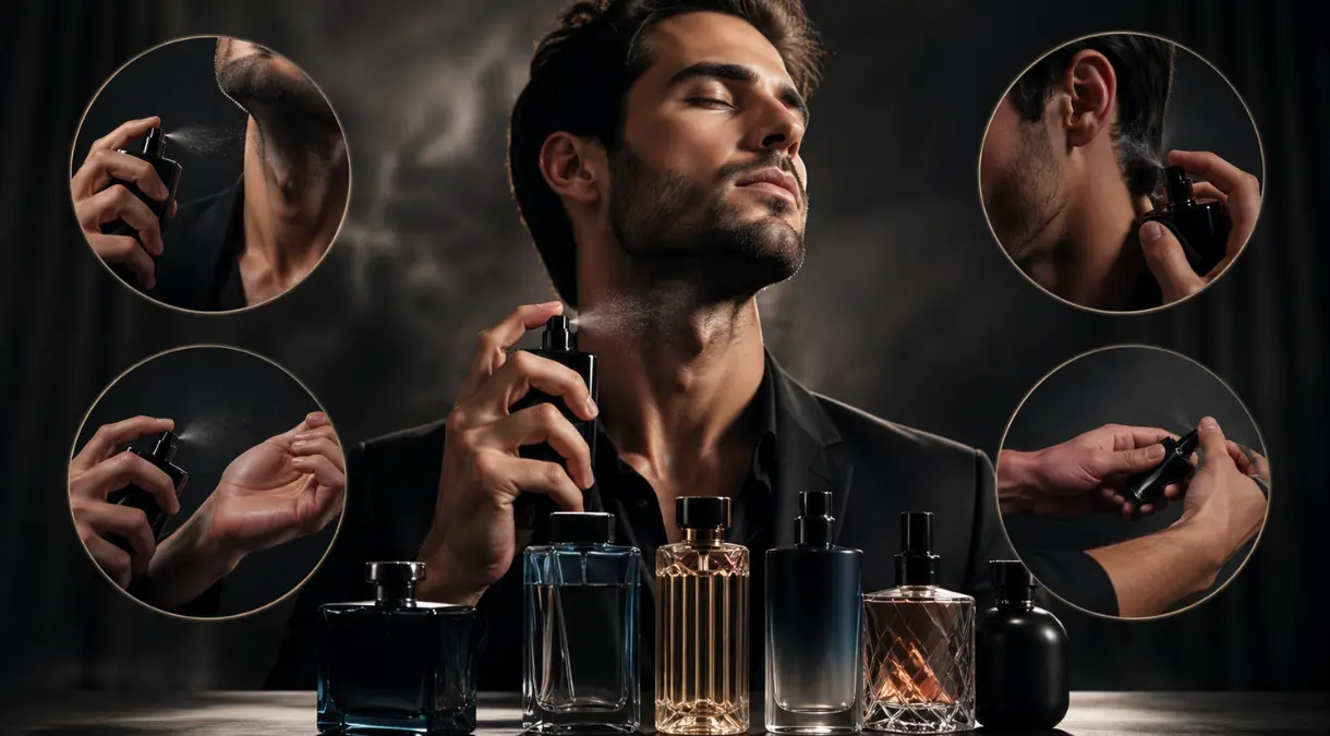 pontos aplicação perfume masculino pescoço pulsos atrás da orelha