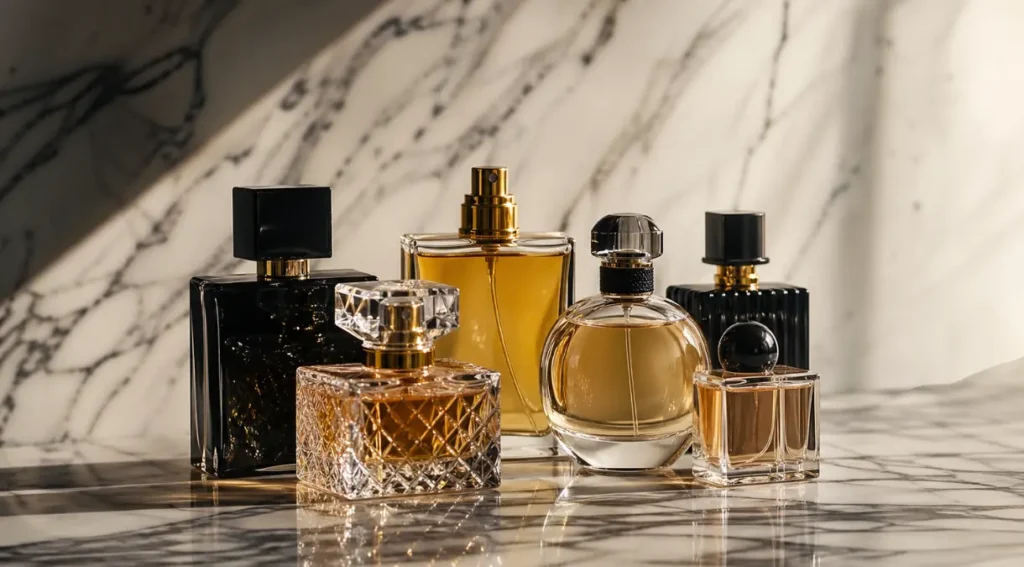 coleção de perfumes por ocasião flacons elegantes