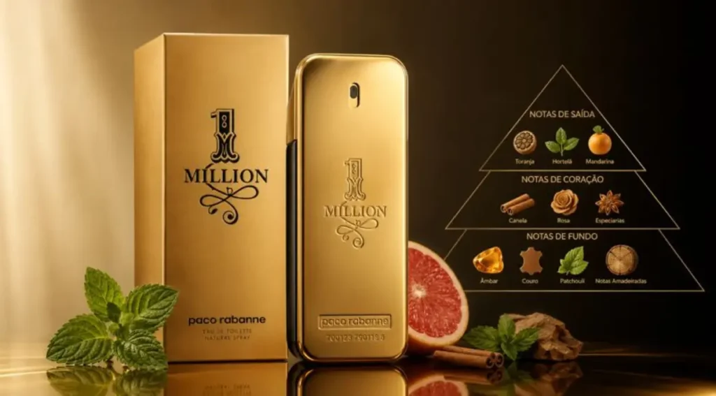 pirâmide olfativa 1 million paco rabanne notas topo coração fundo