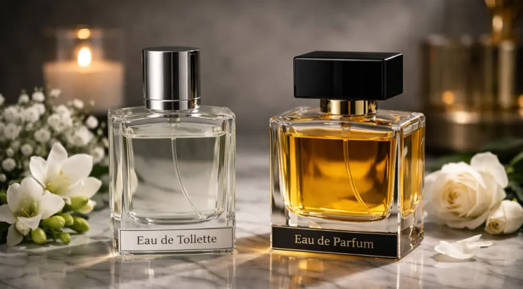 diferença entre parfum, eau de toilette, concentração, comparação