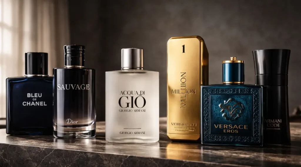 perfumes masculinos mais vendidos brasil 2026 bancada elegante