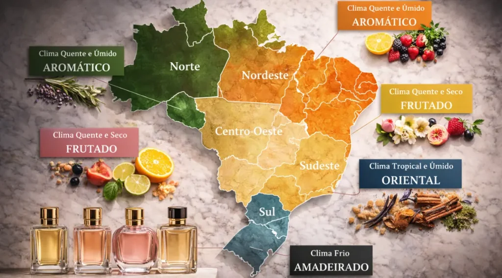 perfumes por clima regiões Brasil família olfativa