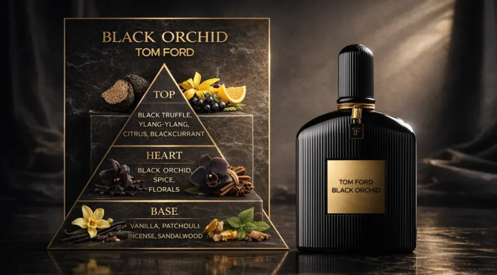 pirâmide olfativa black orchid tom ford notas