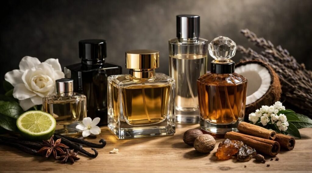 notas olfativas, perfume, ingredientes naturais, bancada