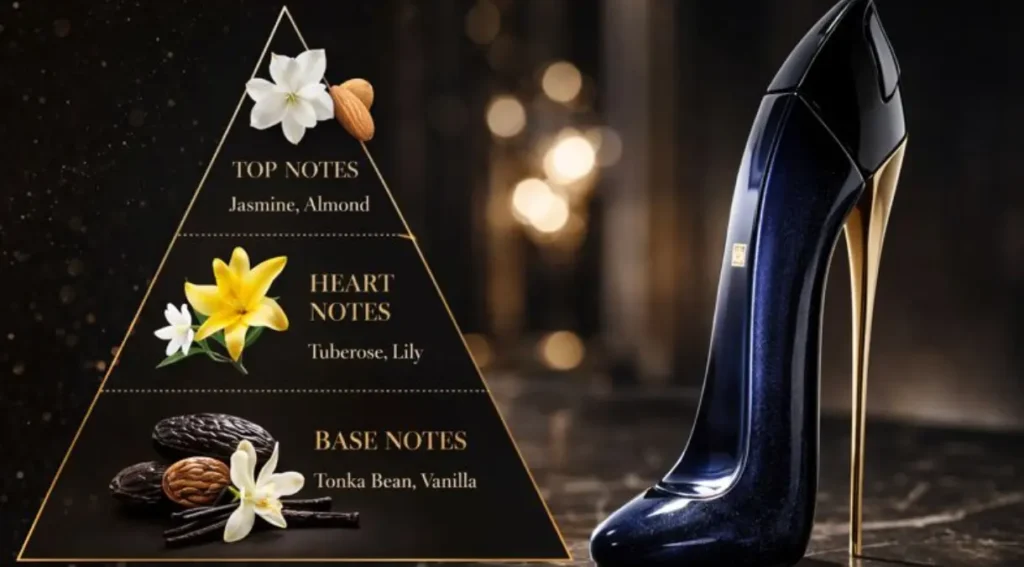 pirâmide olfativa good girl carolina herrera notas olfativas
