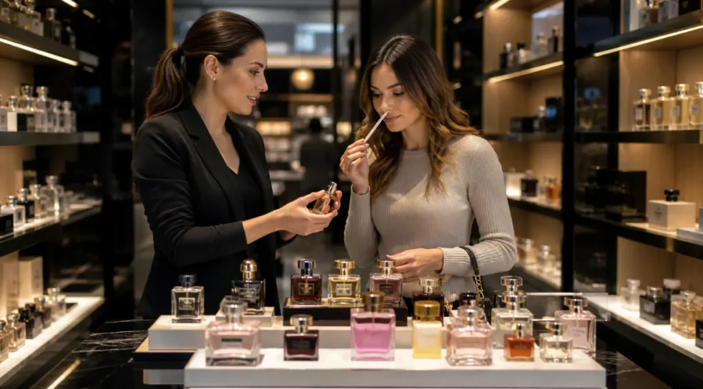 teste perfume nacional loja como escolher fragrância na pele