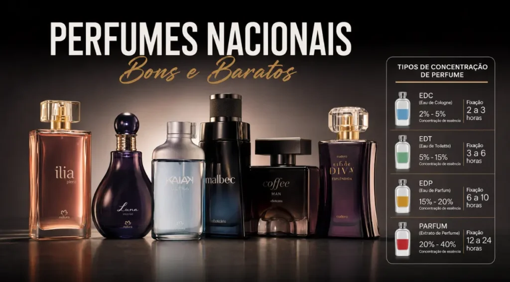 tipos de concentração perfume EDT EDP diferença fixação