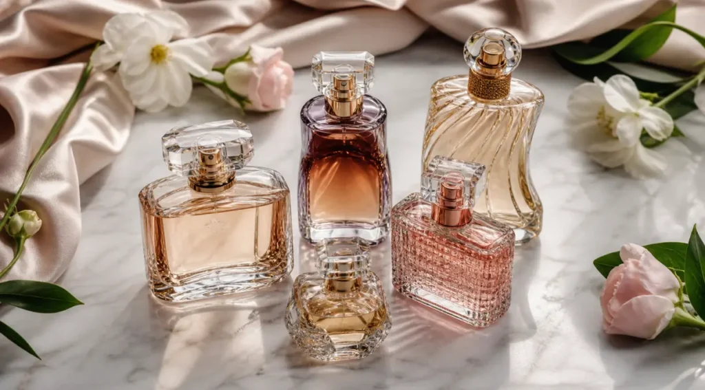 melhores perfumes femininos brasileiros 2026 flat lay