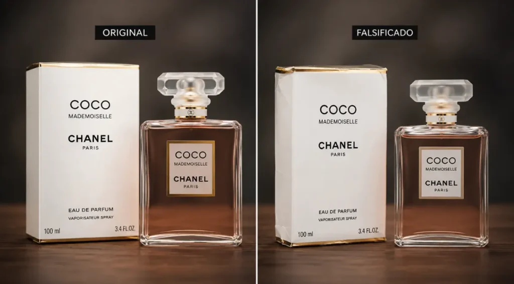 como identificar perfume falsificado comparação embalagem original falso