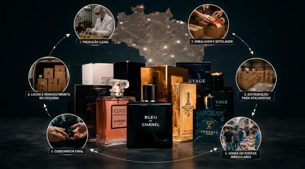 "mercado perfumes falsificados Brasil distribuição