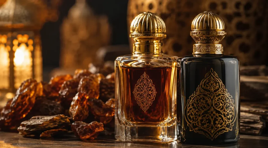 perfumes orientais frascos oud resina ingredientes