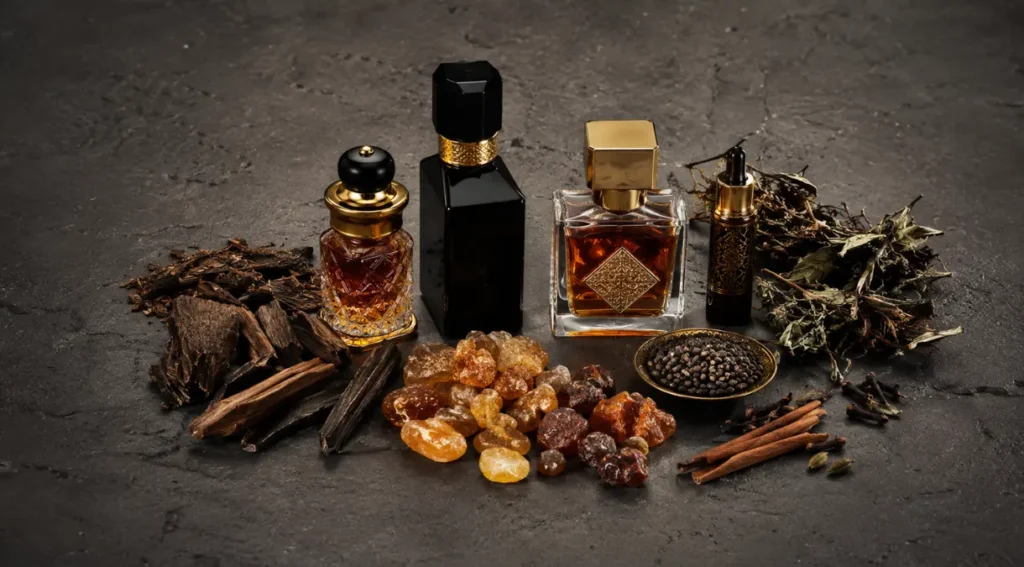 ingredientes perfumes orientais oud patchouli ambar especiarias naturais