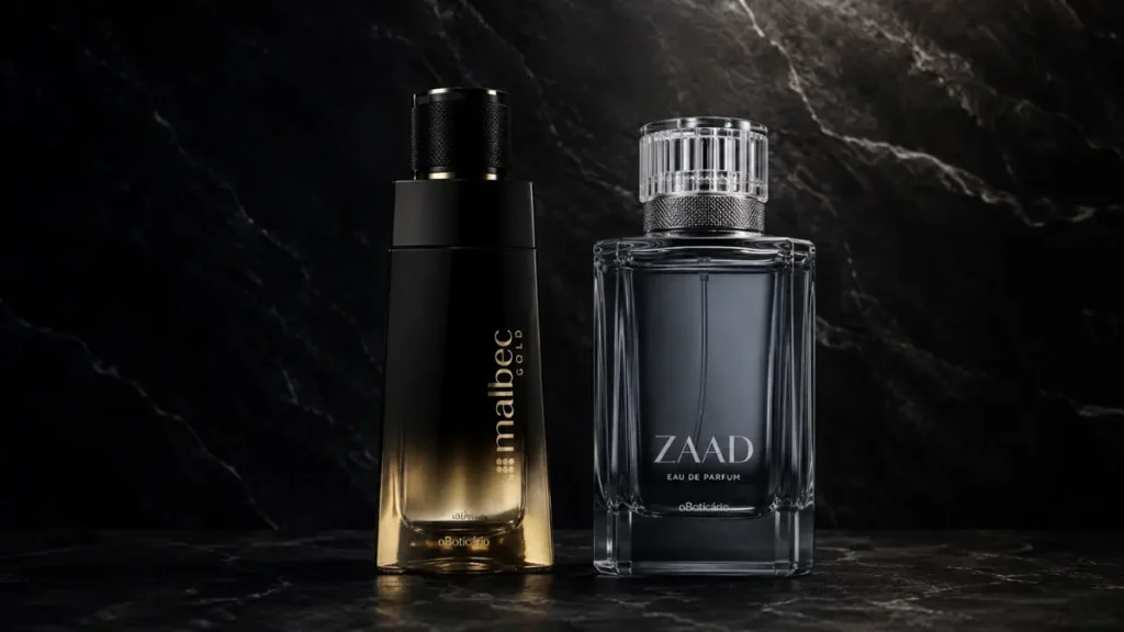 Malbec Gold vs Zaad Eau de Parfum comparativo frascos O Boticário