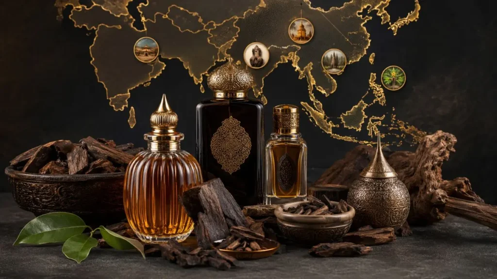 regiões produtoras oud Asia agarwood mapa origem