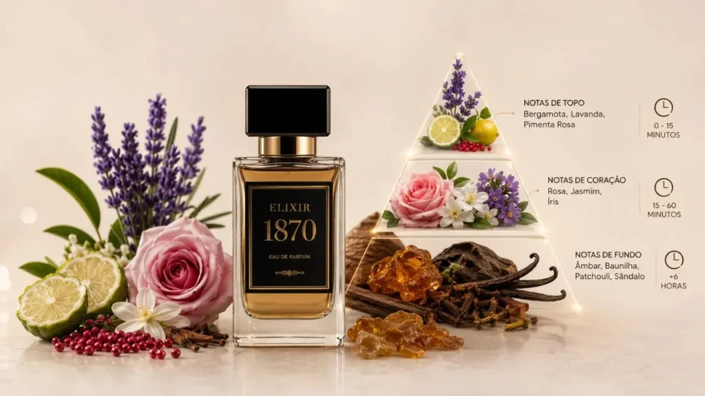pirâmide olfativa elixir 1870 granado notas topo coração fundo