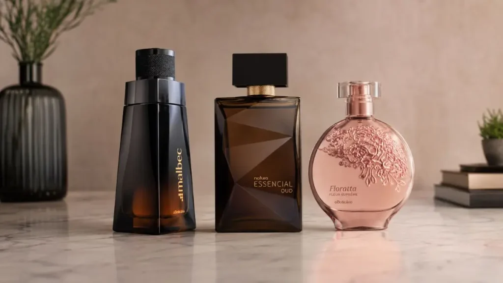 perfumes brasileiros maior fixação Malbec Essencial Oud O Boticário Natura