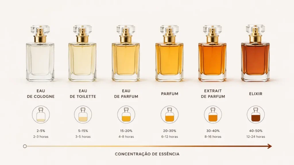 tabela concentração perfume eau de cologne eau de toilette parfum elixir