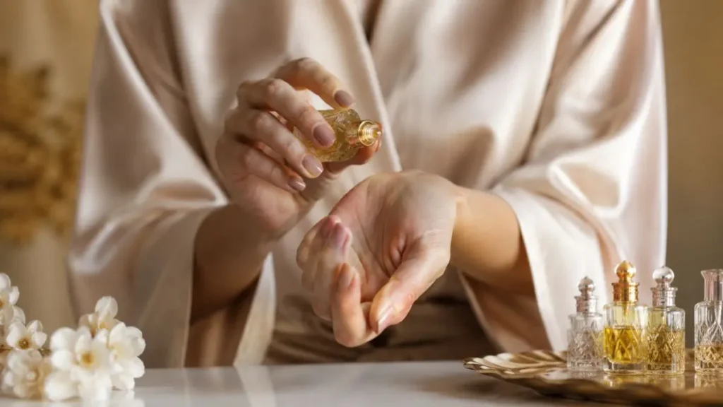 como aplicar attar perfume óleo árabe nos pulsos técnica correta