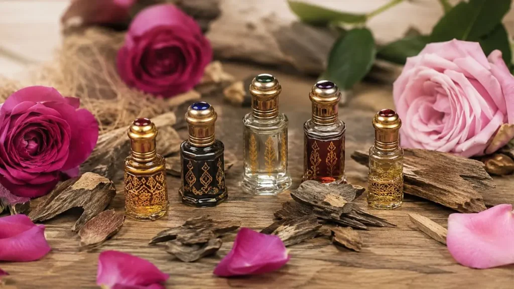 attar perfume óleo árabe frascos decorados oud rosa