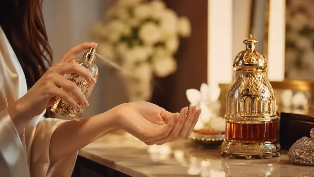 como aplicar perfume árabe feminino pontos de pulso pescoço