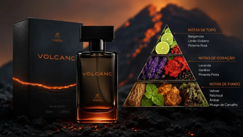 piramide olfativa perfume volcano thera notas topo coracao fundo