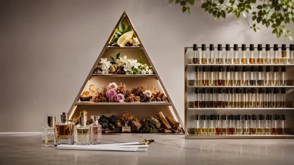 decants amostra perfume teste pirâmide olfativa