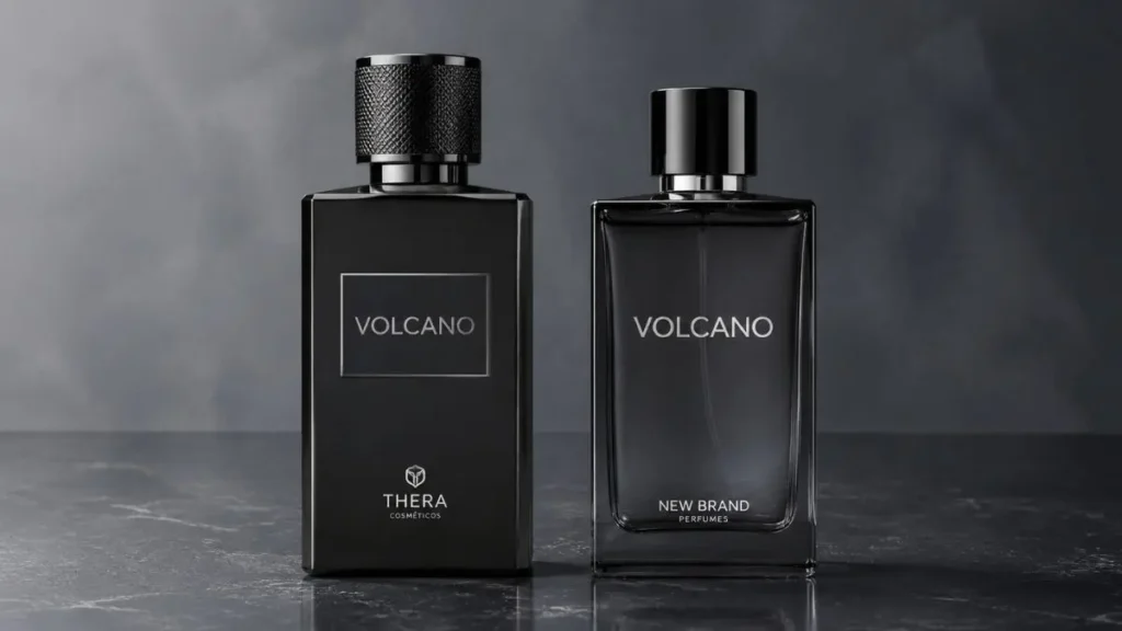 comparação frascos perfume volcano thera new brand