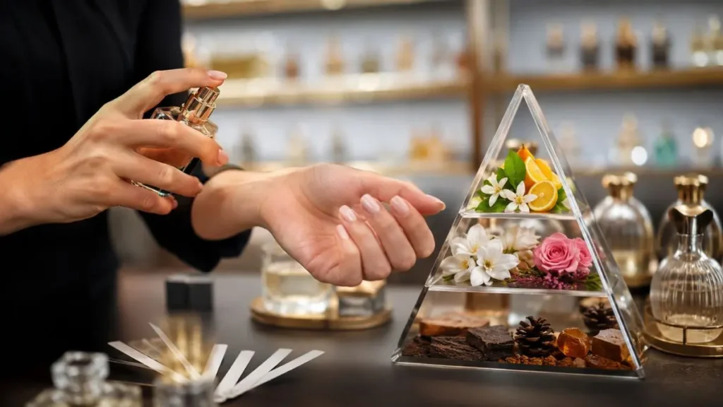aplicação perfume pulso teste notas saída