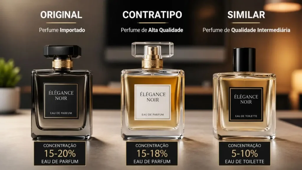 comparação perfume original contratipo similar concentração