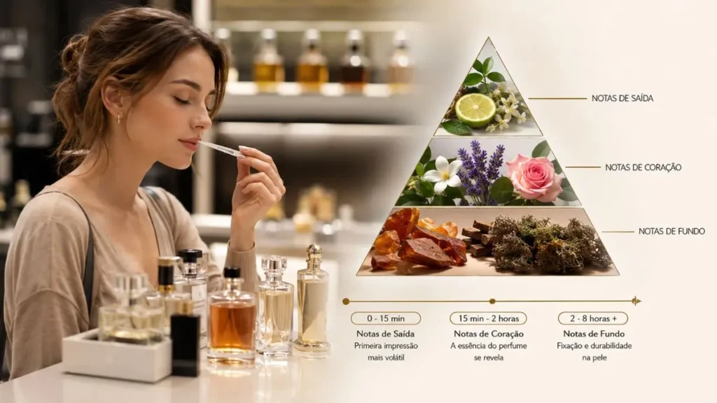 pirâmide olfativa notas de saída coração fundo perfume