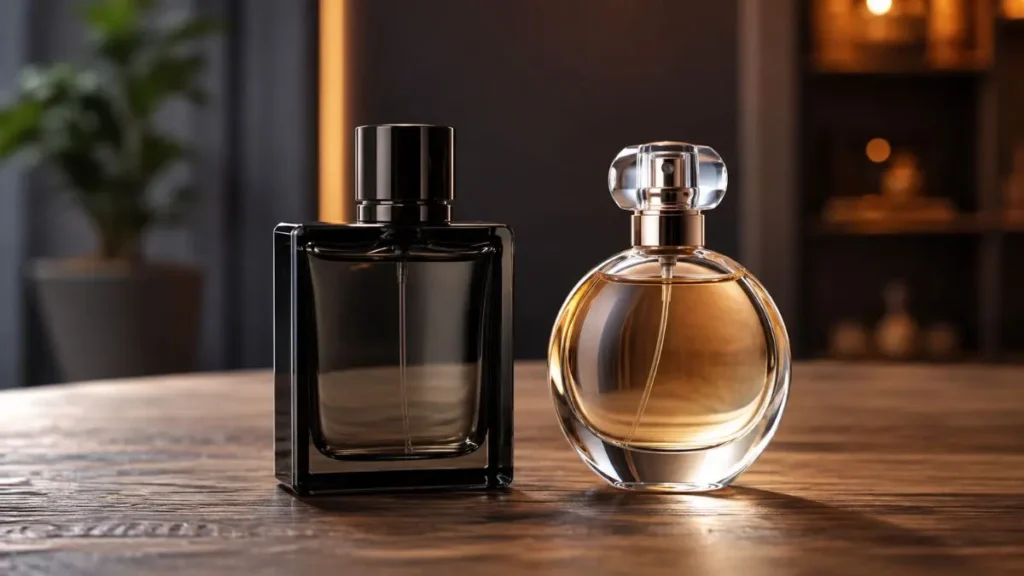 diferença entre perfume masculino e feminino frascos