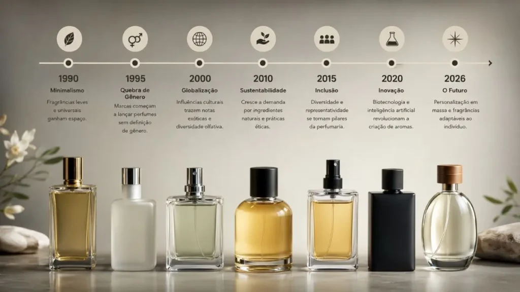 linha do tempo perfume unissex tendência 2026