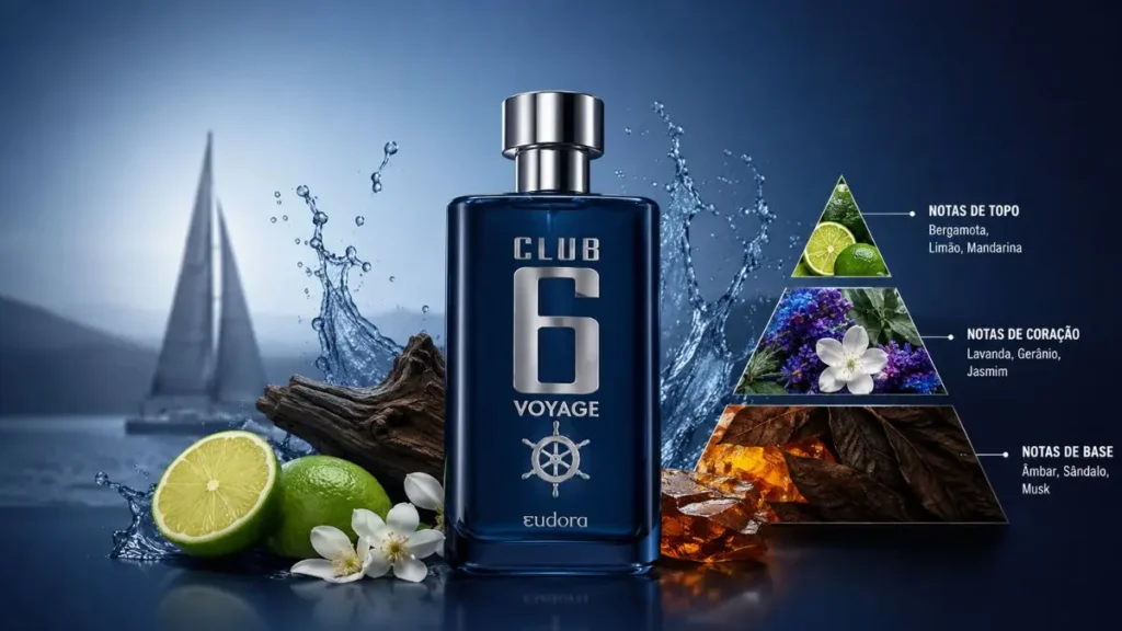 pirâmide olfativa club 6 voyage notas perfume eudora