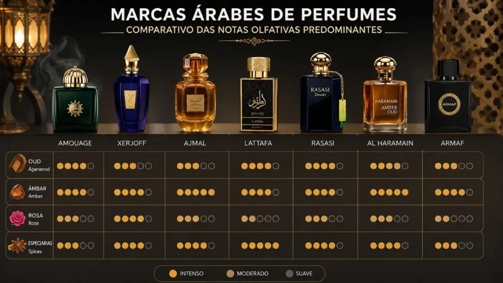 notas olfativas marcas árabes perfumes comparação