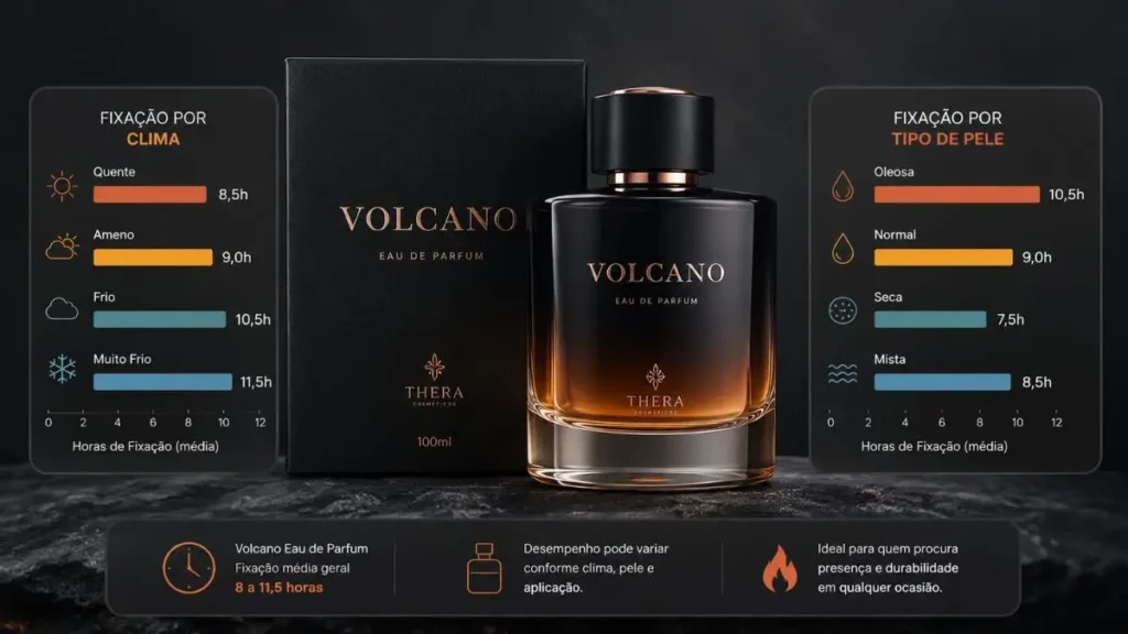 grafico fixacao perfume volcano clima tipo de pele