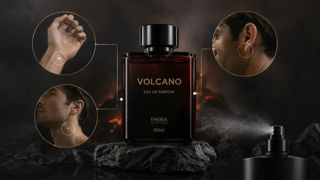 pontos de aplicacao perfume volcano pulso pescoco